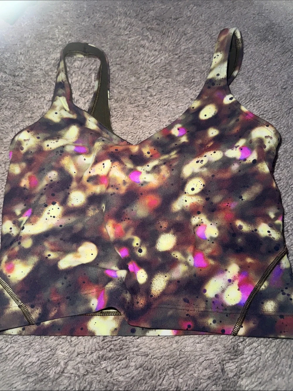 lululemon athletica Multicolor Abstract Print Racerback Bodysuit Top
